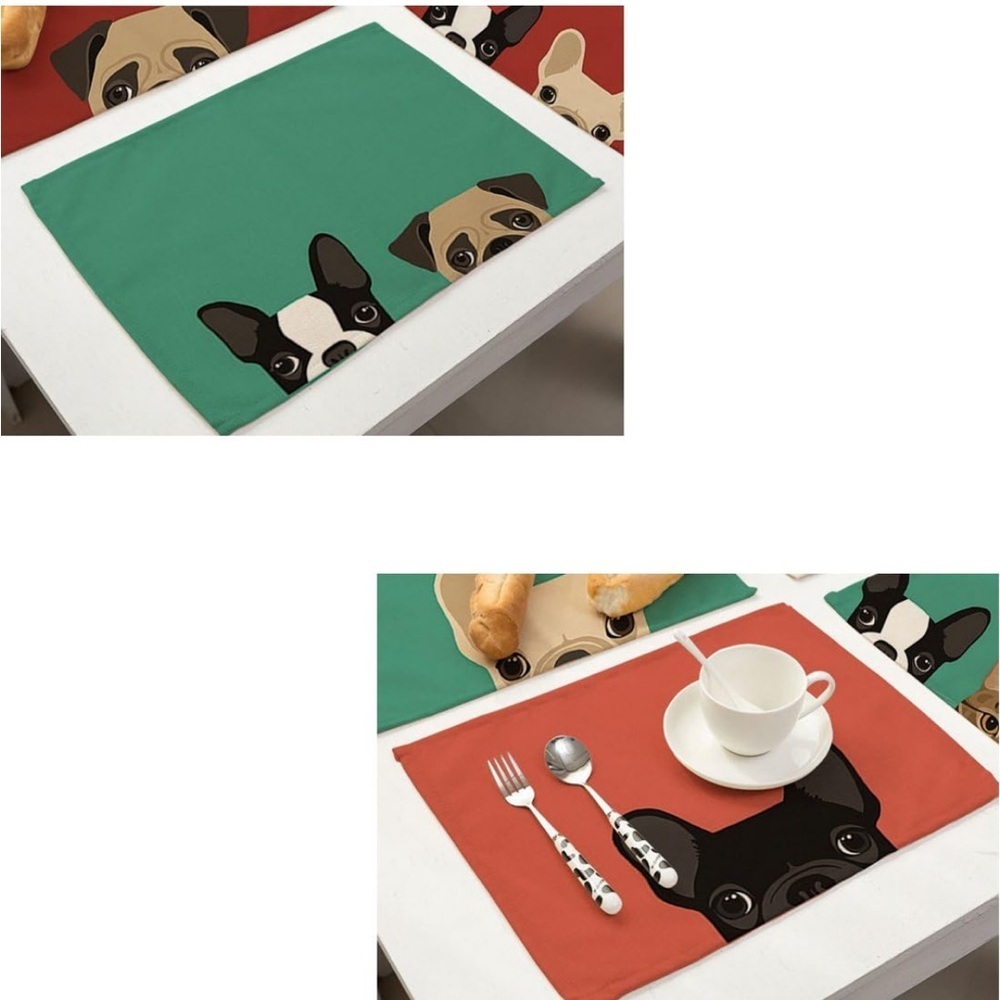 Colorful Pet Portrait Canvas Art, Cotton Linen Placemats, YIFAN - Picture 8 of 11